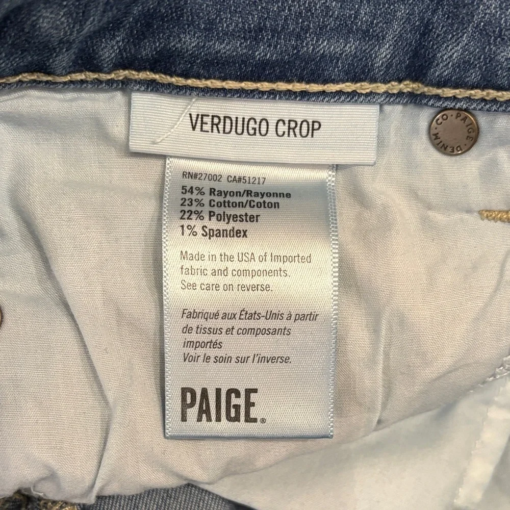 PAIGE Verdugo Crop Skinny Jeans Size 26 Raw H‘em Dark Wash Womens